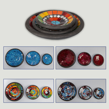 Set3/Terracotta bowl +mosaic O  assorted color