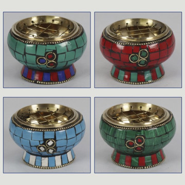Iron burner with lid 7x5cm assorted colors