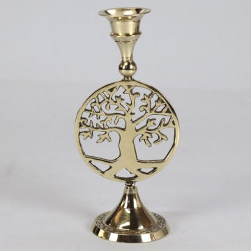 Tree of Life brass cone incense holder 8x17cm