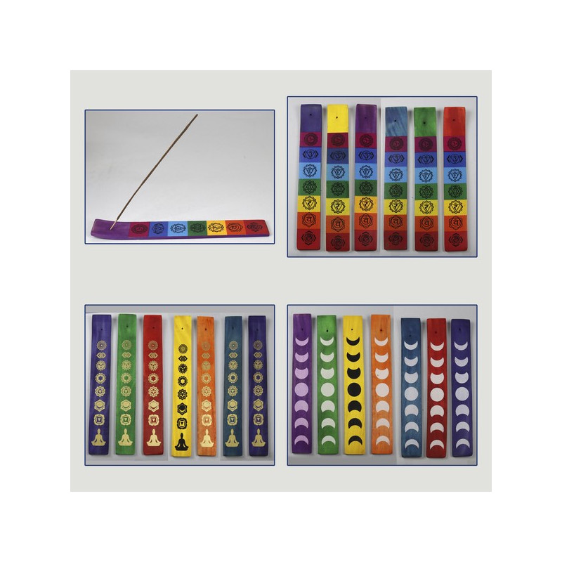 Inciensario madera modelos chakra o lunas 25x3,5 colores surtidos Inciensario madera modelos chakra o lunas 25x3,5 colores surtidos