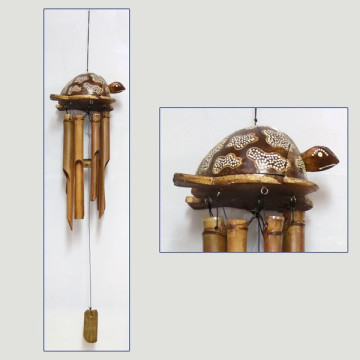 Mobile bambou noix de coco tête de tortue tubes foncés 30cm complet 40cm