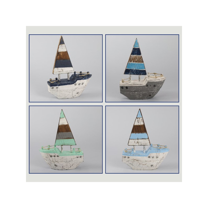 Barco de madeira 15x20cm cores sortidas Barco de madeira 15x20cm cores sortidas