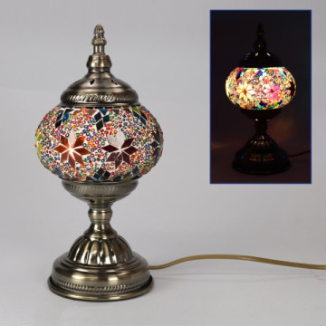 Lampe mosaïque fleurs multicolores 12x28cm