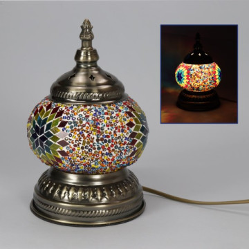 Lampe mosaïque fleurs multicolores 12x22cm