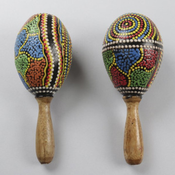 Aboriginal maraca assorted colors 12cm