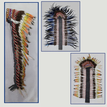 Indian headdress with feathers 70x90cm assorted colors