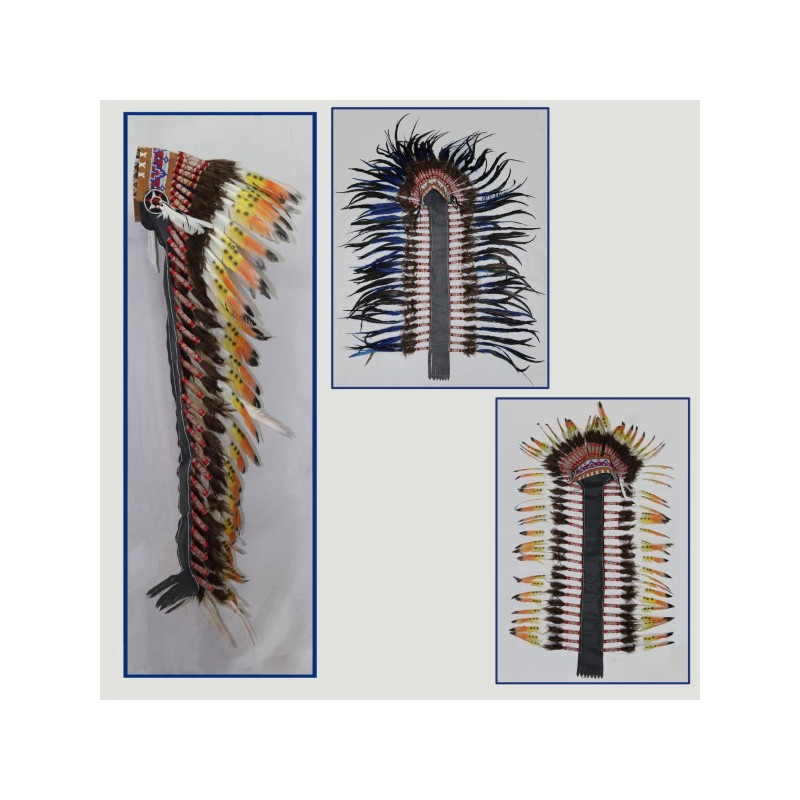 Indian headdress with feathers 70x90cm assorted colors Indian headdress with feathers 70x90cm assorted colors