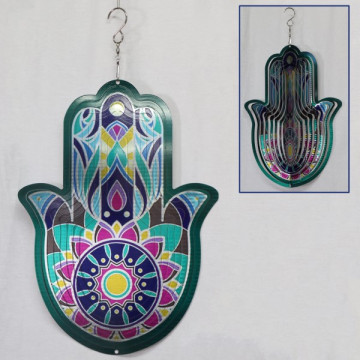 Hand of Fatima steel spinner green multicolor 22x30