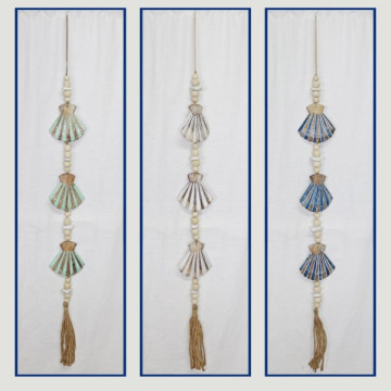 Wooden mobile with fringed stones 3shells 1 assorted models