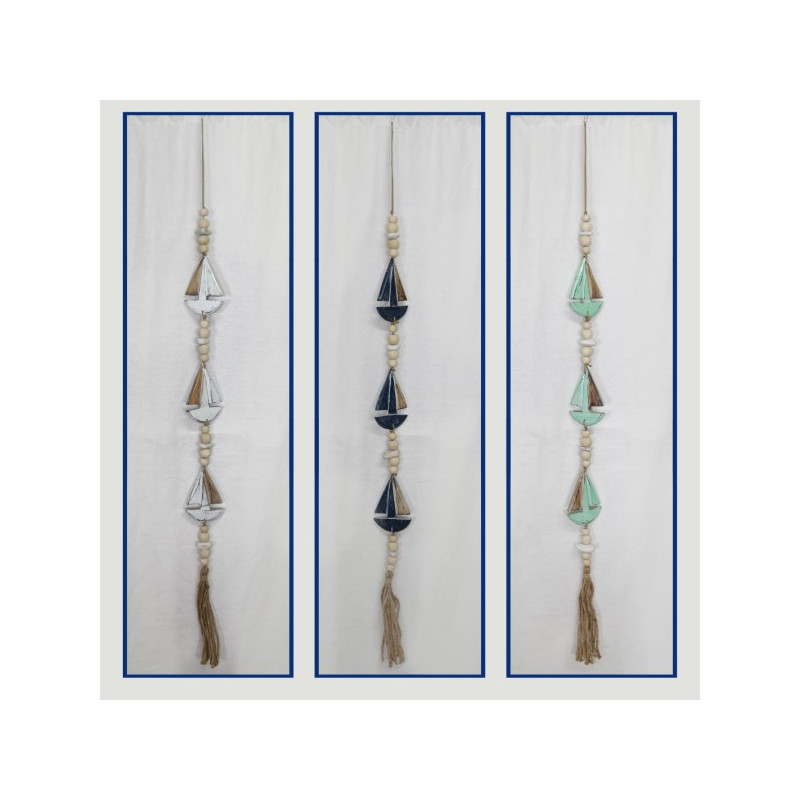 Wooden mobile with fringed stones 3boats 1 assorted models Wooden mobile with fringed stones 3boats 1 assorted models