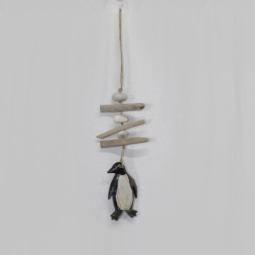 Wooden mobile with 1 penguin trunk 60cm