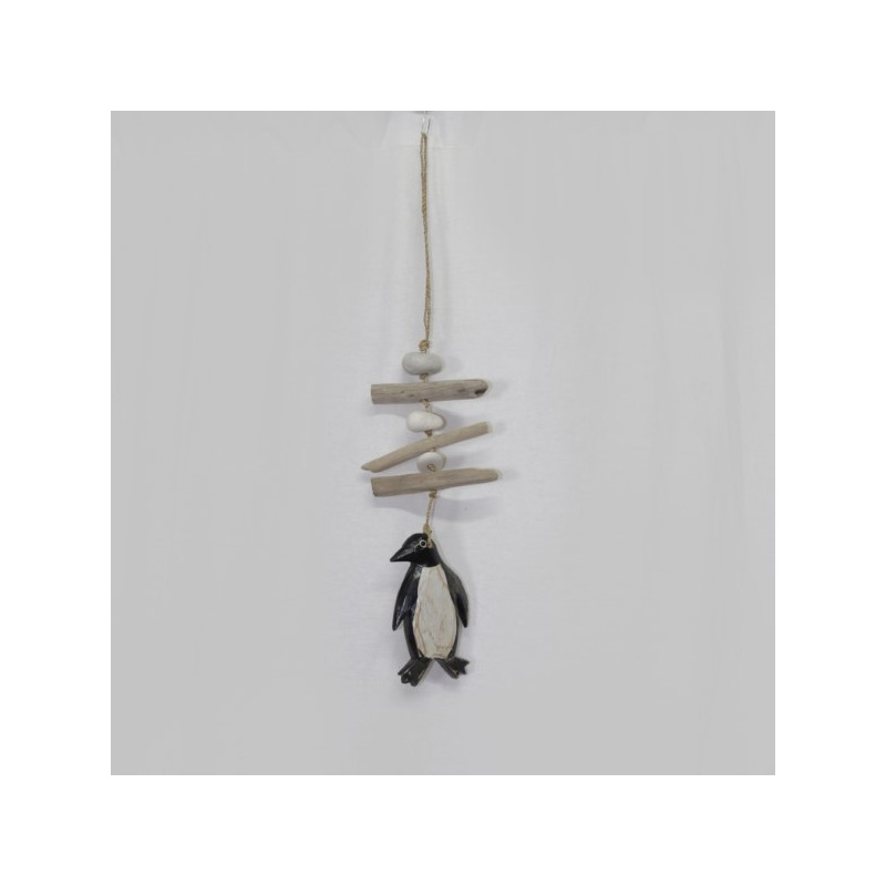 Móbile de madeira com 1 tromba de pinguim 60cm Móbile de madeira com 1 tromba de pinguim 60cm