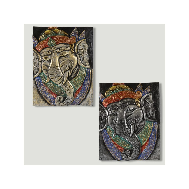 Panel madera Ganesha dorado/platead 40x30cm Panel madera Ganesha dorado/platead 40x30cm