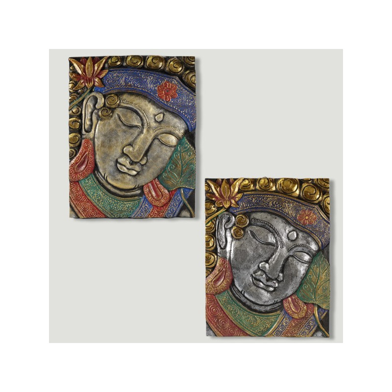 Panel madera Buda dorado/plateado 40x30cm Panel madera Buda dorado/plateado 40x30cm