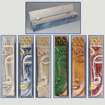 Buddha face trunk incense holder 30x5x5cm assorted