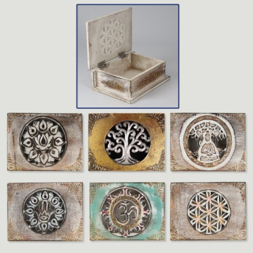 Carved wooden box 15x11cm assorted models