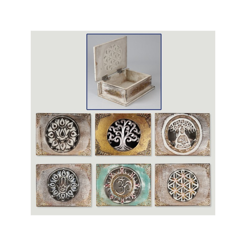 Caja madera tallada 15x11cm modelos surtidos Caja madera tallada 15x11cm modelos surtidos
