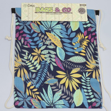 Hook 04, Drawstring Backpack - color: Assorted and Leaf Design