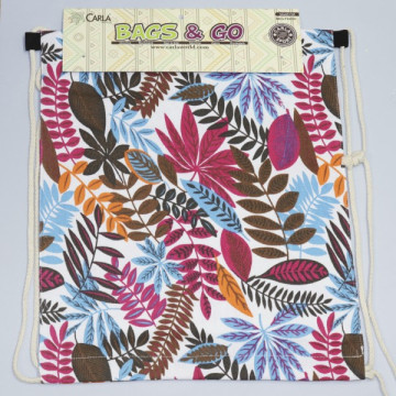 Hook 04, Drawstring Backpack - color: Assorted and Leaf Design