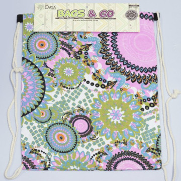 Crochet 06, Sac à dos avec corde - couleur : Assortiment et Design Cercles et fleurs