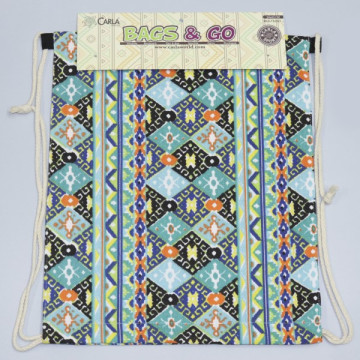 Crochet 07, Sac à dos avec cordon de serrage - couleur : motifs d'éclosion assortis et indigènes