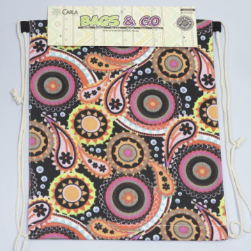 Hook 08, Backpack with rope - color: Assortment and Design Circles and flowers