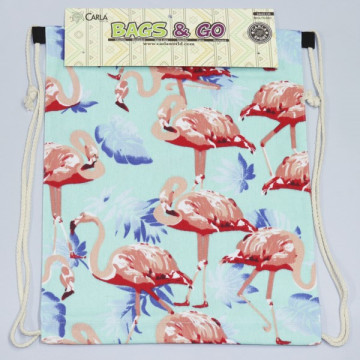 Crochet 11, Sac à dos avec corde - couleur : Assorti et motif Flamant rose