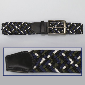 Hook 32, Elastic belts - color: Black with green, blue and white weaving