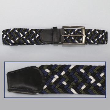 Hook 22b, Elastic belts - color: Black with green, blue and white weaving