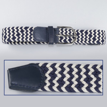 Hook 24a, Elastic Belts - color: Blue with white and blue zigzag