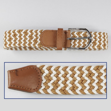 Hook 25a, Elastic Belts - color: Light brown with white and brown zigzag