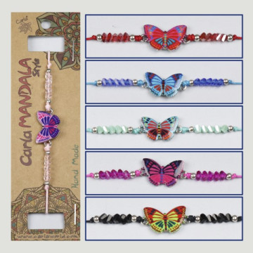 Crochet 21, Bracelet personnage papillon - couleurs assorties