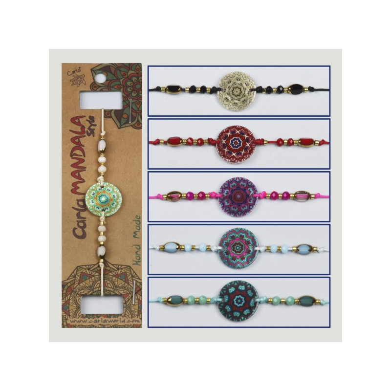 Crochet 24, Bracelet avec personnage mandala - couleurs assorties Crochet 24, Bracelet avec personnage mandala - couleurs assorties