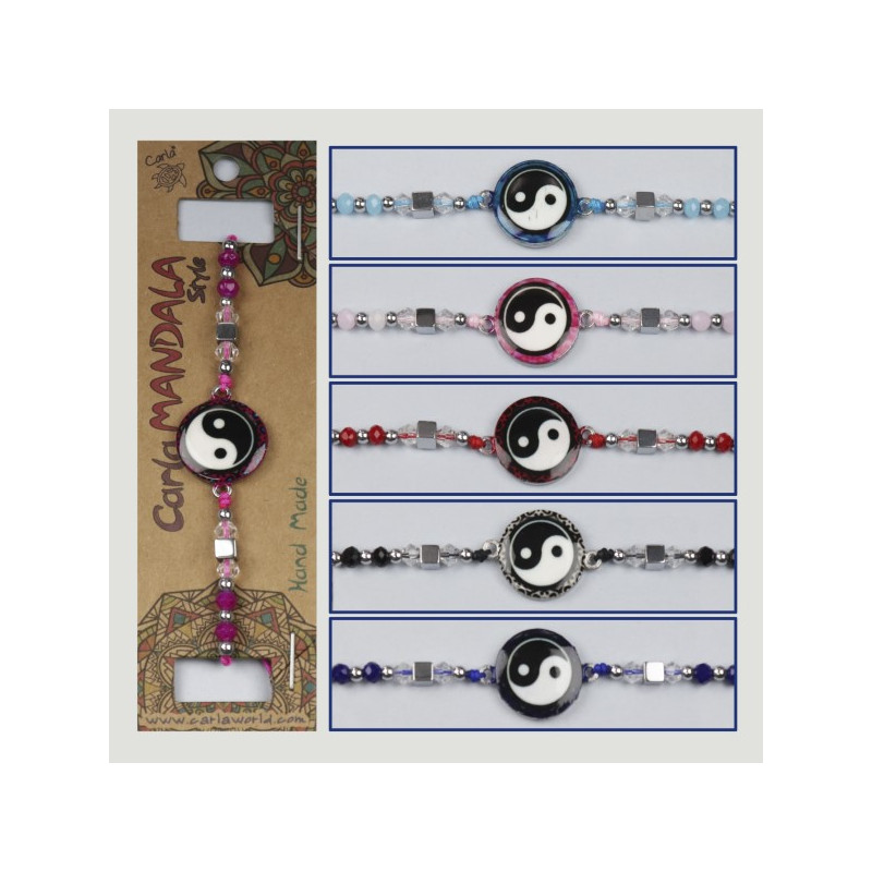Hook 32, Bracelet with Ying yang character - assorted colors Hook 32, Bracelet with Ying yang character - assorted colors