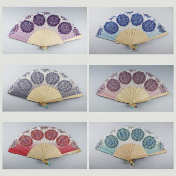 Hook 21, Wooden fan with design of: mandala - assorted colors