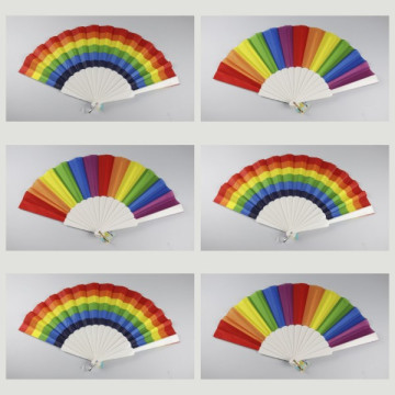 Hook 56, Plastic fan with design of: Rainbow - assorted colors