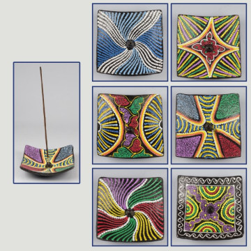 Square terracotta incense holder model: 12cm dots assorted colors