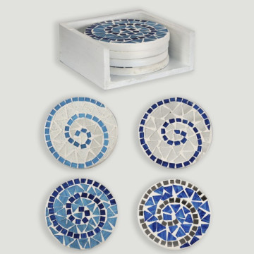 Set 4 – Sous-verres ovales spirales 9,5 cm modèles assortis