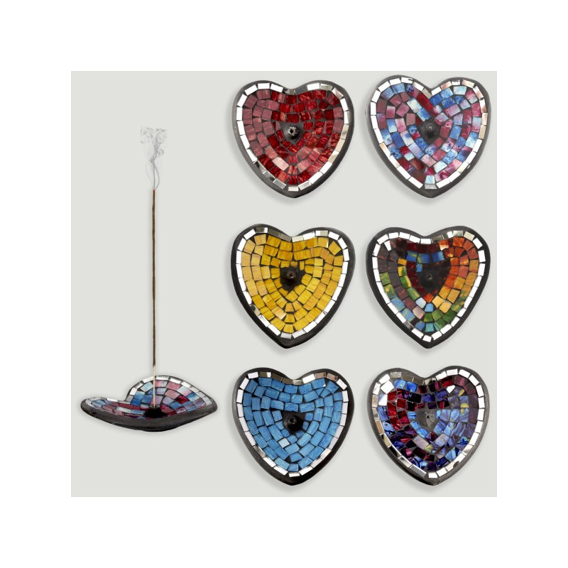 Terracotta heart incense holder 13cm assorted colors Terracotta heart incense holder 13cm assorted colors