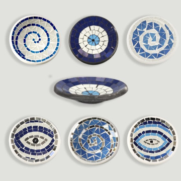 Red mosaic terracotta bowl models: Turkish Eye – Spiral 12cm assorted