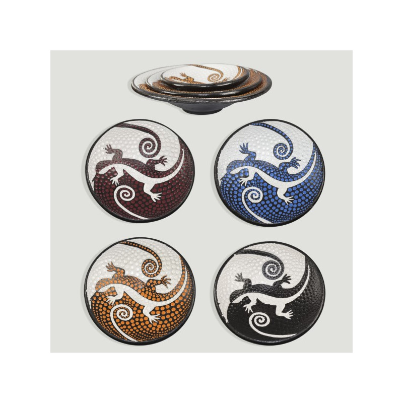 Conjunto 3 - tigela de terracota Oval Gecko dots 24 - 20 - 15 cm cores sortidas Conjunto 3 - tigela de terracota Oval Gecko dots 24 - 20 - 15 cm cores sortidas