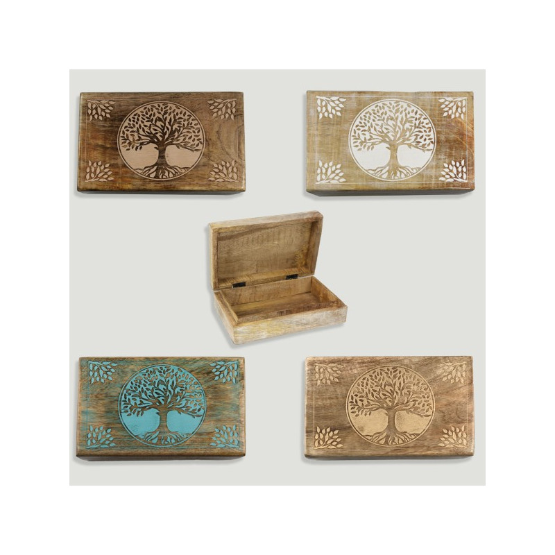 Tree of Life wooden box 21x13.5x6cm assorted colors Tree of Life wooden box 21x13.5x6cm assorted colors