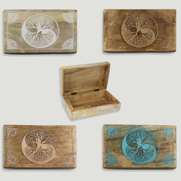 Wooden box models: Tree of life – Yin Yang 21x13.5x6cm assorted colors