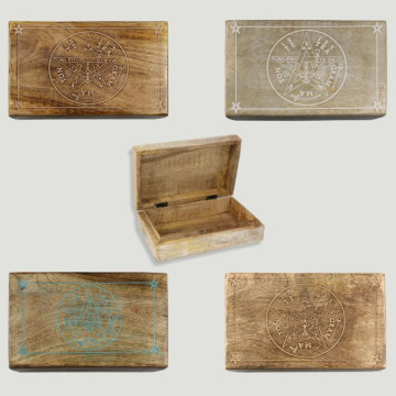 Boîte en bois Tetragramaton 21x13,5x6cm couleurs assorties