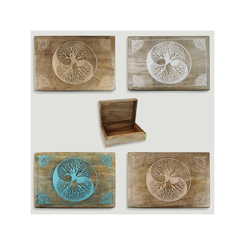 Tree wooden box - Yin Yang 25x18x8cm assorted colors Tree wooden box - Yin Yang 25x18x8cm assorted colors