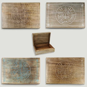 Boîte en bois Tetragramaton 25x18x8cm couleurs assorties
