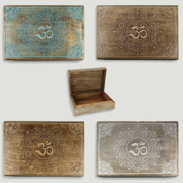 OM Mandala wooden box 25x18x8cm assorted colors