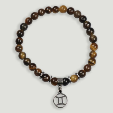 REPLACEMENT of Horoscope Bracelets: steel beads+Hematite with Gemini Character