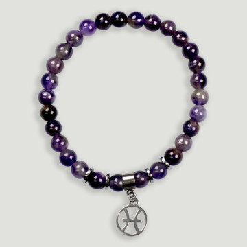 REPOSICIÓN de Pulseras del horóscopo: abalorio acero+Hematite con Carácter de  Piscis