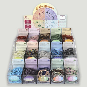 Horoscope bracelet display - steel beads+Hematite with Character - 270 units